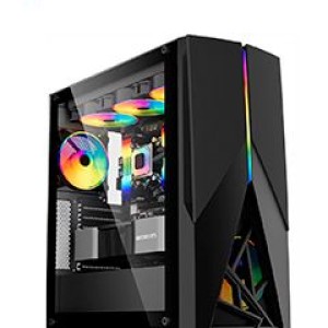 Case gamer TEROS TE-1174N, Mid Tower, USB 3.0 / USB 2.0, audio, ventilador ARGB, negro