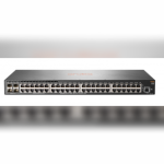 Switch HPE Aruba 2930F, 48 RJ-45 GbE, 4 SFP.  Capacidad Switching 104 Gbps, rendimiento 77.4 Mpps, procesador Dual Core ARM Cortex A9 1016 MHz, memoria 1GB DDR3 SDRAM, buffer de 12.38 MB, 4 G