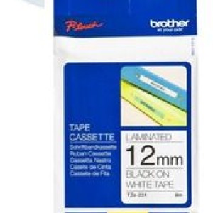 BROTHER TZEFX231 12 MM X 1.5M BLACK ON WHITE INDUSTRIAL