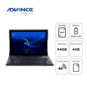 Tablet Advance SmartPad SP5706 + Teclado, 10.1" WXGA IPS, 4GB RAM, 64GB, Android 13