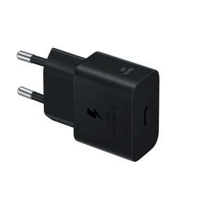 Adaptador de carga rápida USB-C (25W) con cable, color negro