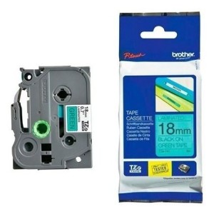 CINTA BROTHER TZE-741 BLACK ON GREEN 3/4" (18MM)